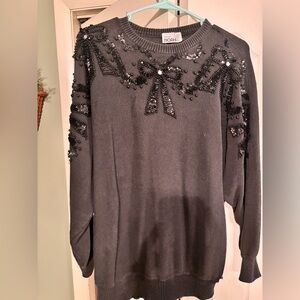 Vintage Mister Noah Plus Black Beaded Sweater